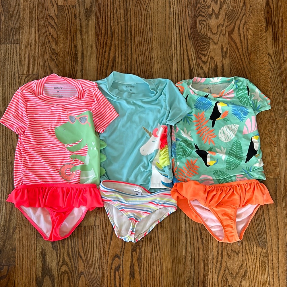 Set of Three 2-Piece Bathing Suits 3T